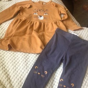 Petit Lem 18-24 euc cute cotton flowy cheetah face shirt & matching leggings